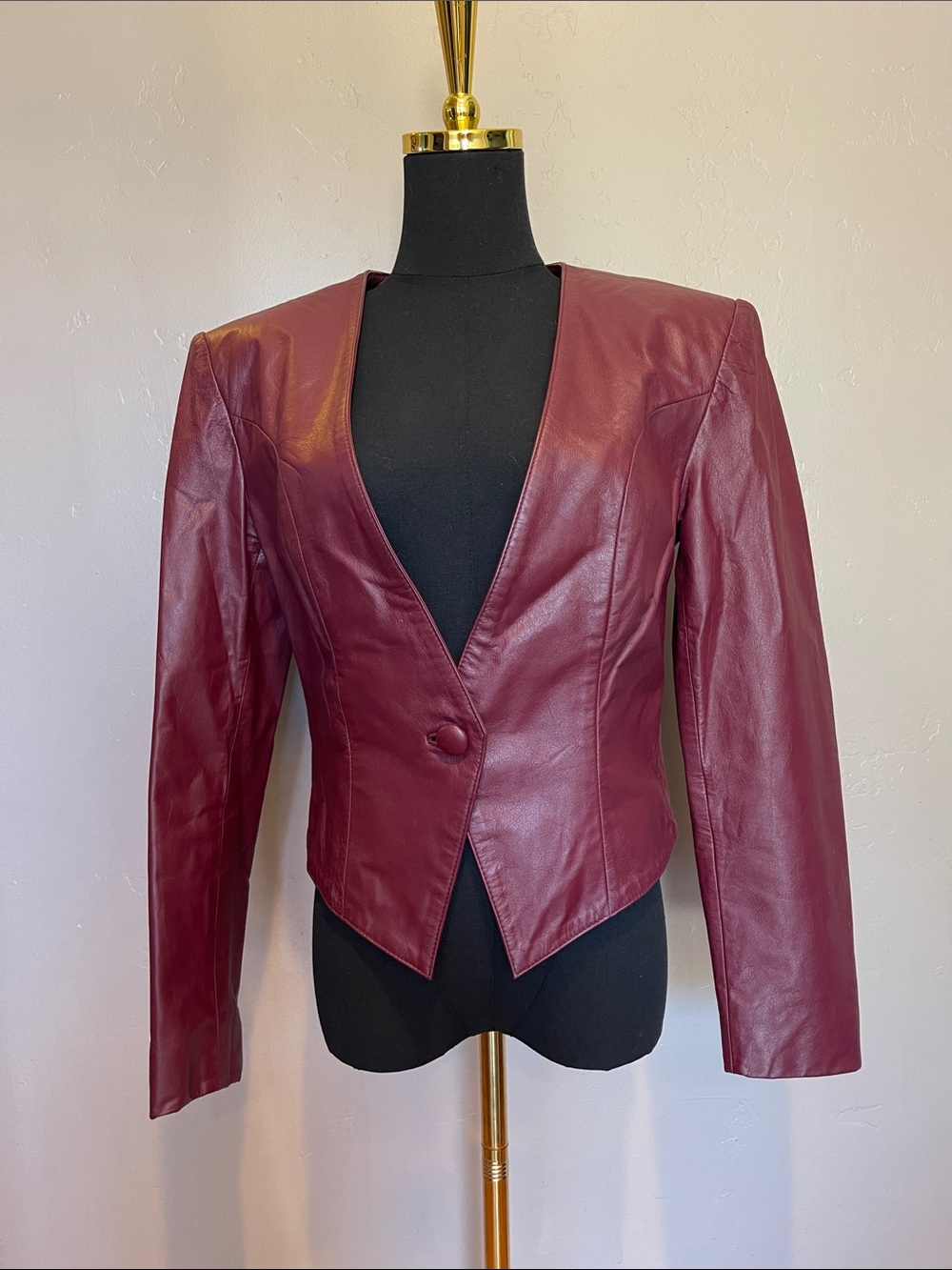 Vintage 80s Neiman Marcus Exclusive Burgundy Leather Blazer Jacket size 4